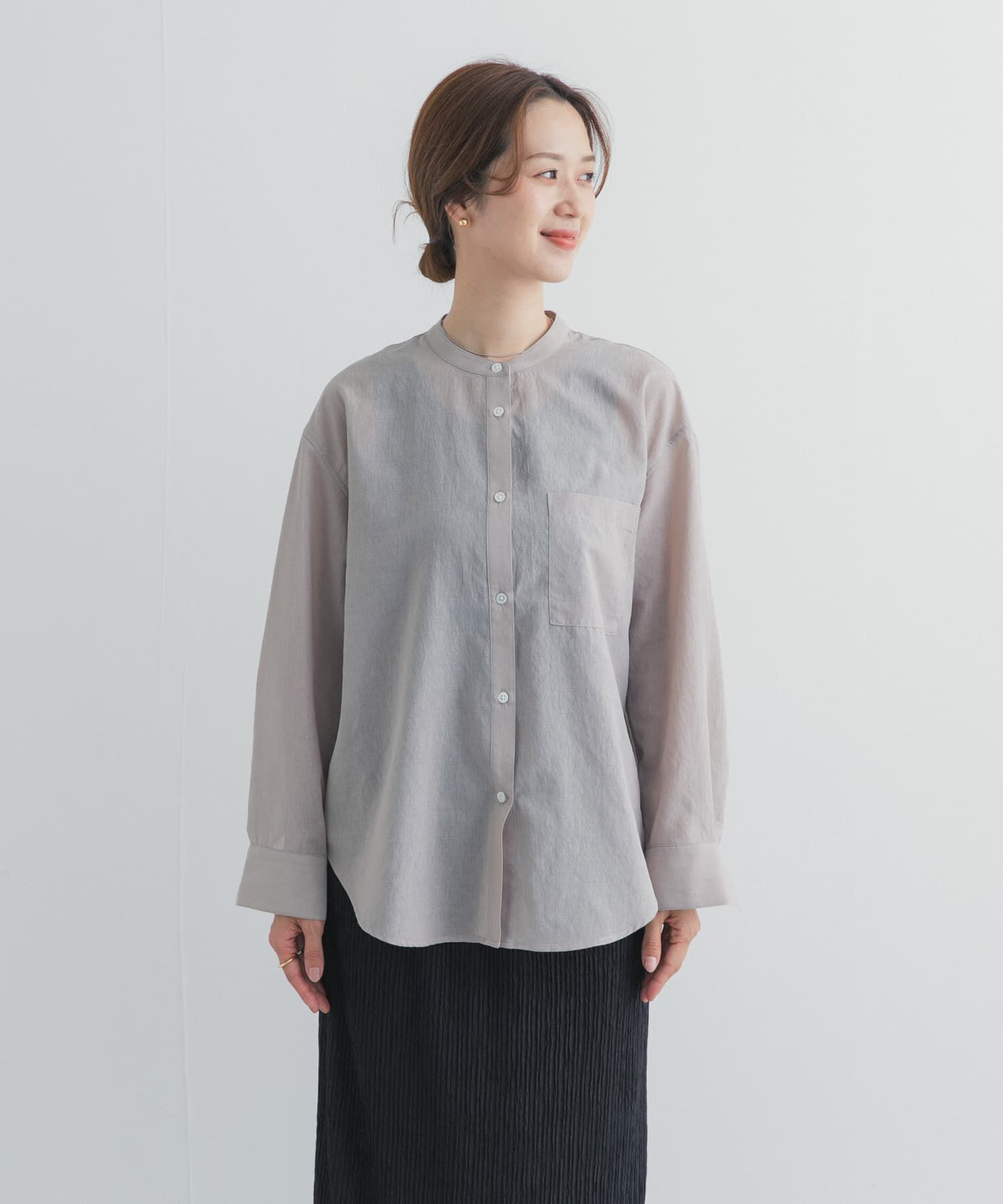 URBAN RESEARCH DOORS「『UR TECH』バンドカラーシャツ」|シャツ・ブラウス|