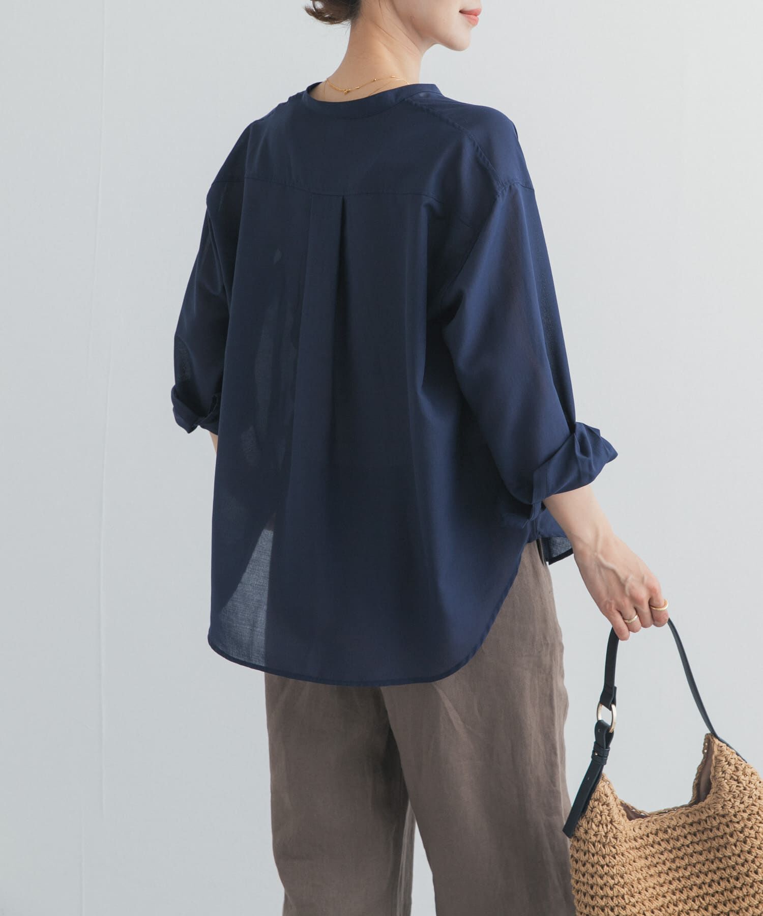 URBAN RESEARCH DOORS「『UR TECH』バンドカラーシャツ」|シャツ・ブラウス|