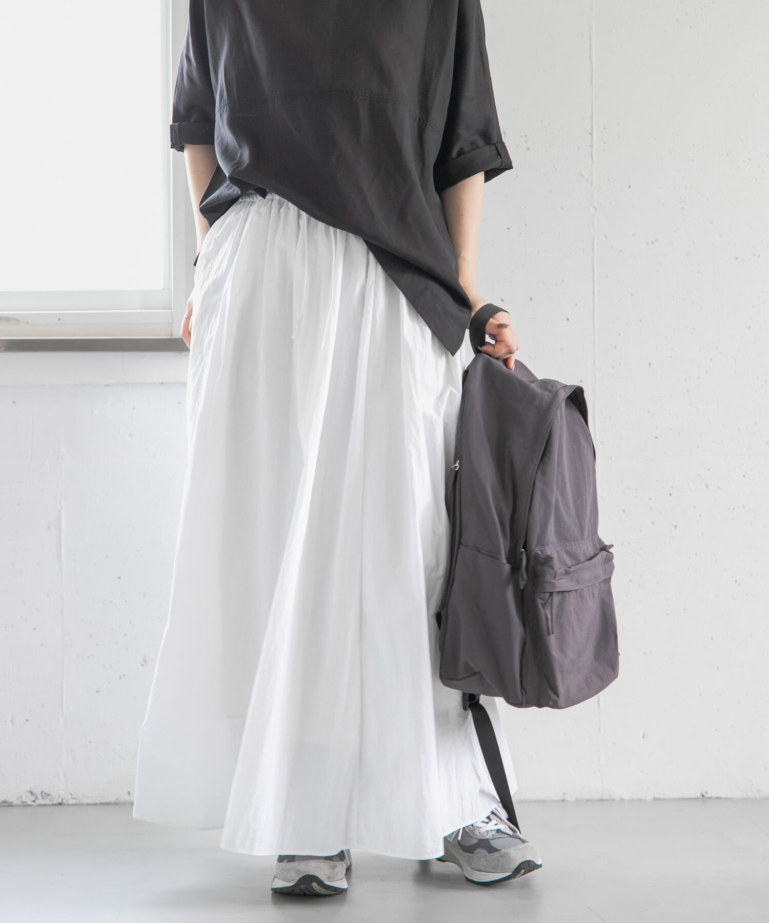 URBAN RESEARCH DOORS「FORK&SPOON　ナイロンギャザースカート」|スカート|