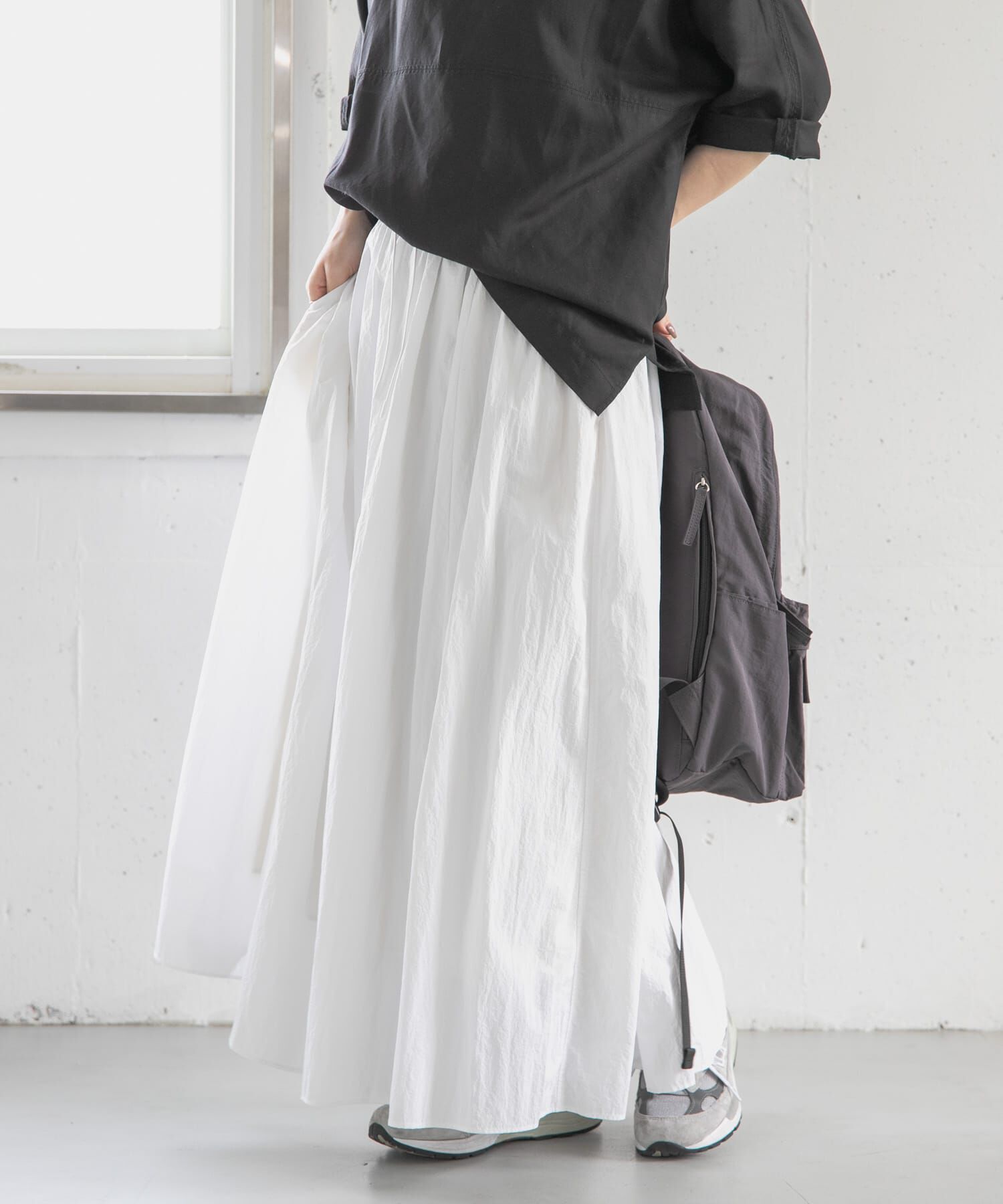 URBAN RESEARCH DOORS「FORK&SPOON　ナイロンギャザースカート」|スカート|