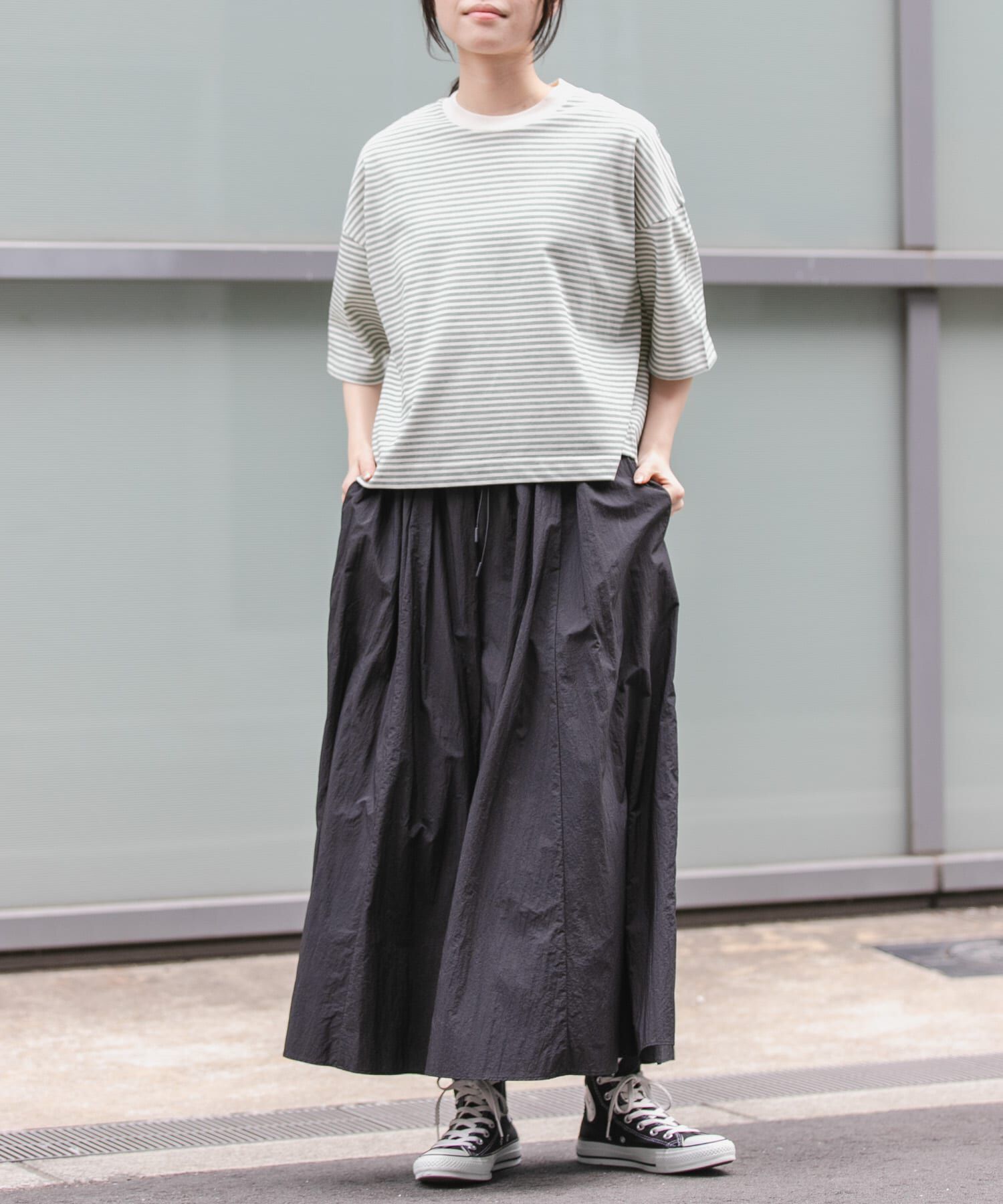 URBAN RESEARCH DOORS「FORK&SPOON　ナイロンギャザースカート」|スカート|