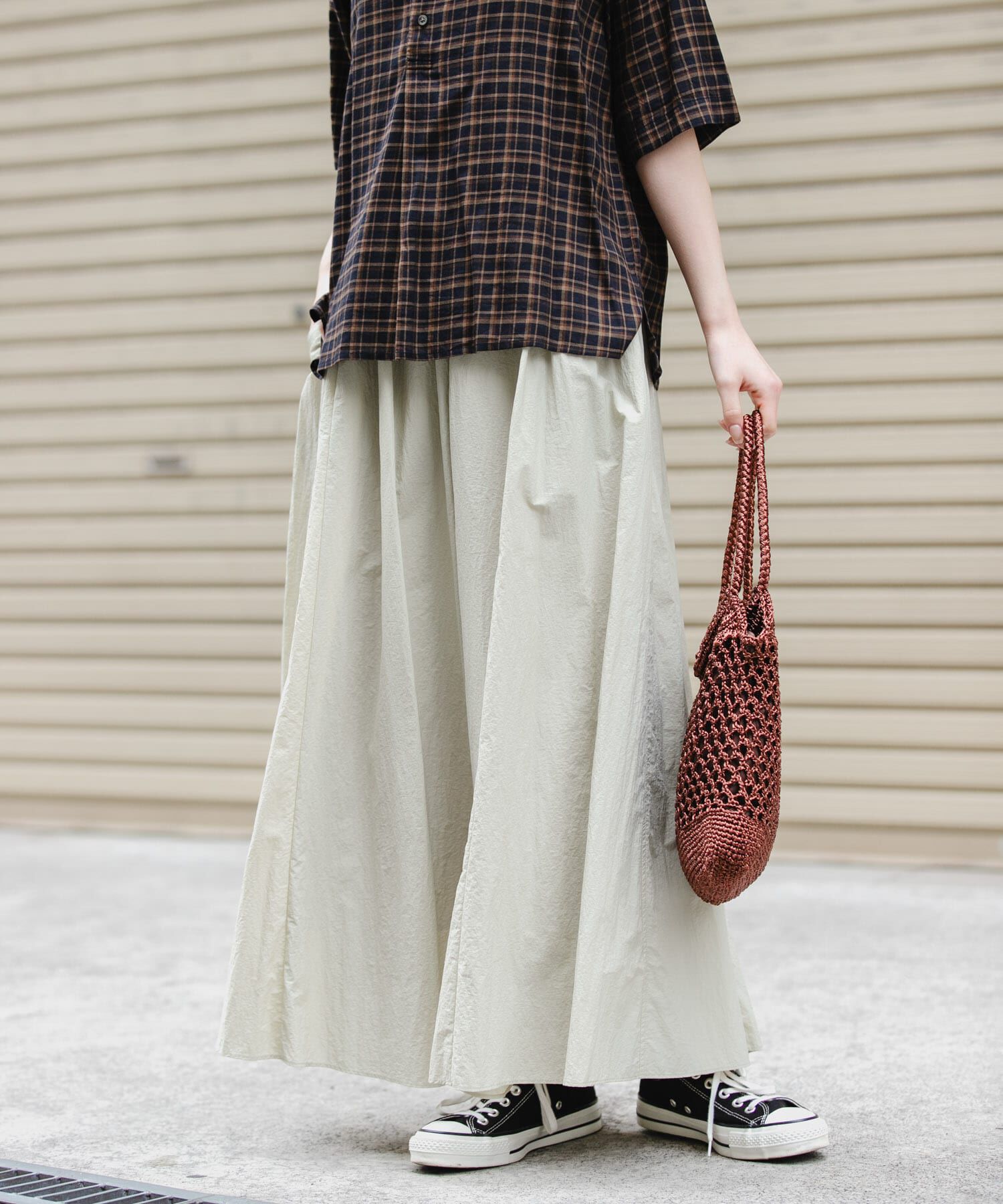 URBAN RESEARCH DOORS「FORK&SPOON　ナイロンギャザースカート」|スカート|