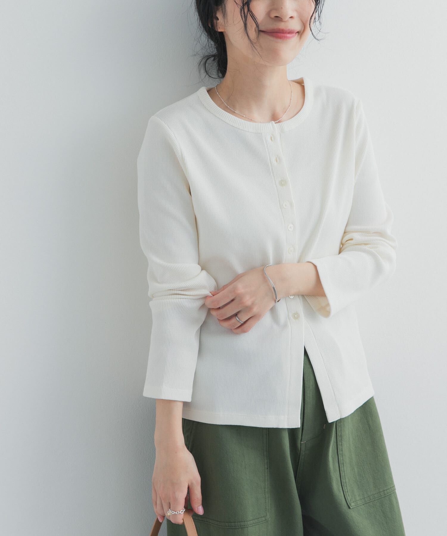 URBAN RESEARCH DOORS「リブボタンカットカーディガン」|カーディガン|