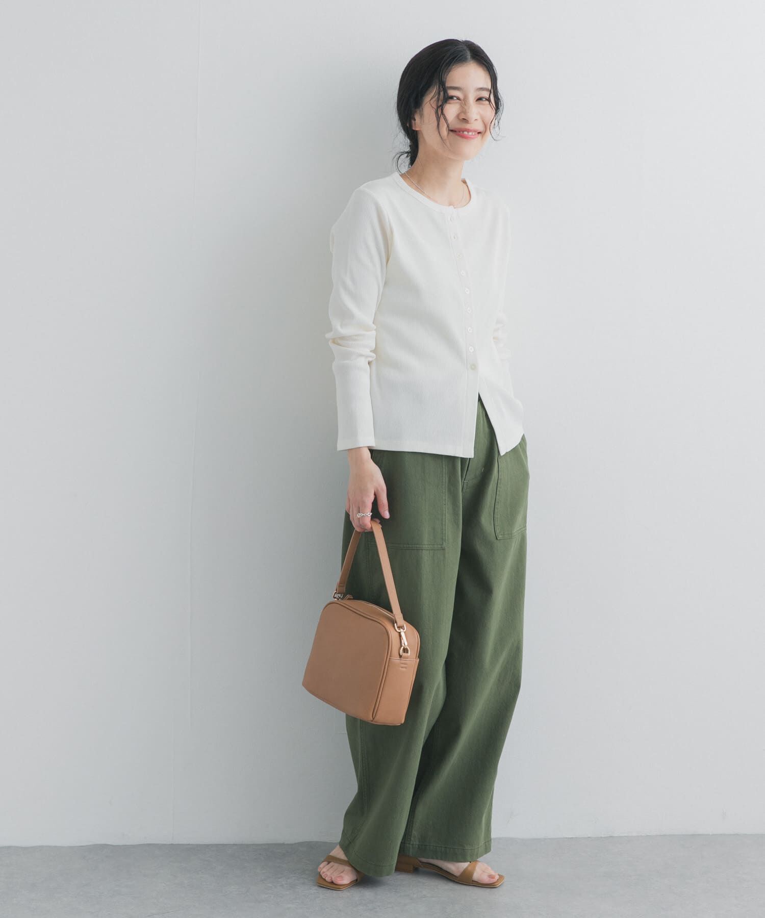 URBAN RESEARCH DOORS「リブボタンカットカーディガン」|カーディガン|