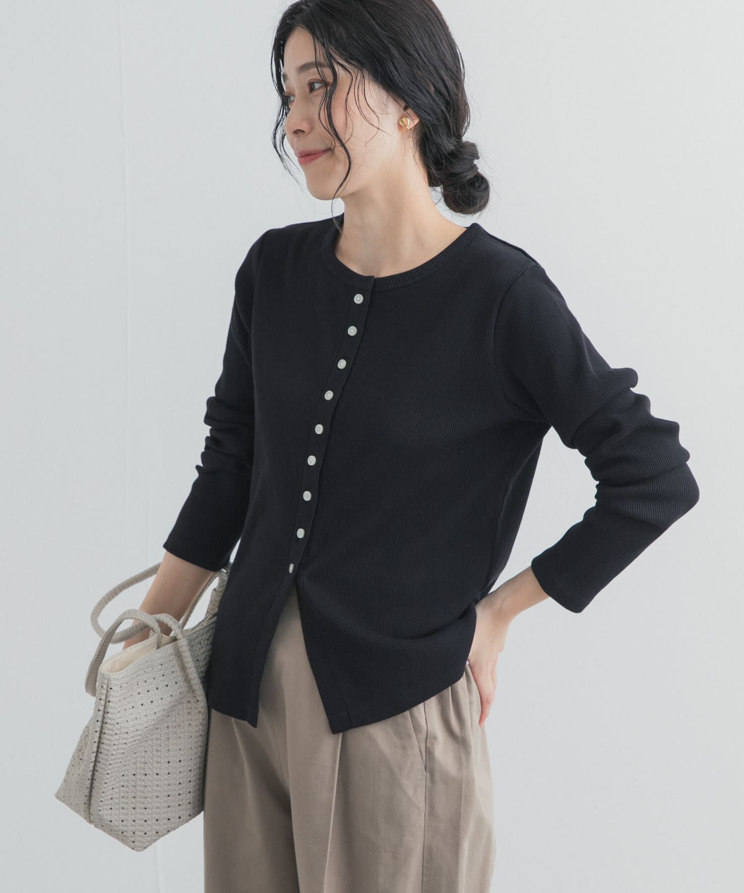 URBAN RESEARCH DOORS「リブボタンカットカーディガン」|カーディガン|