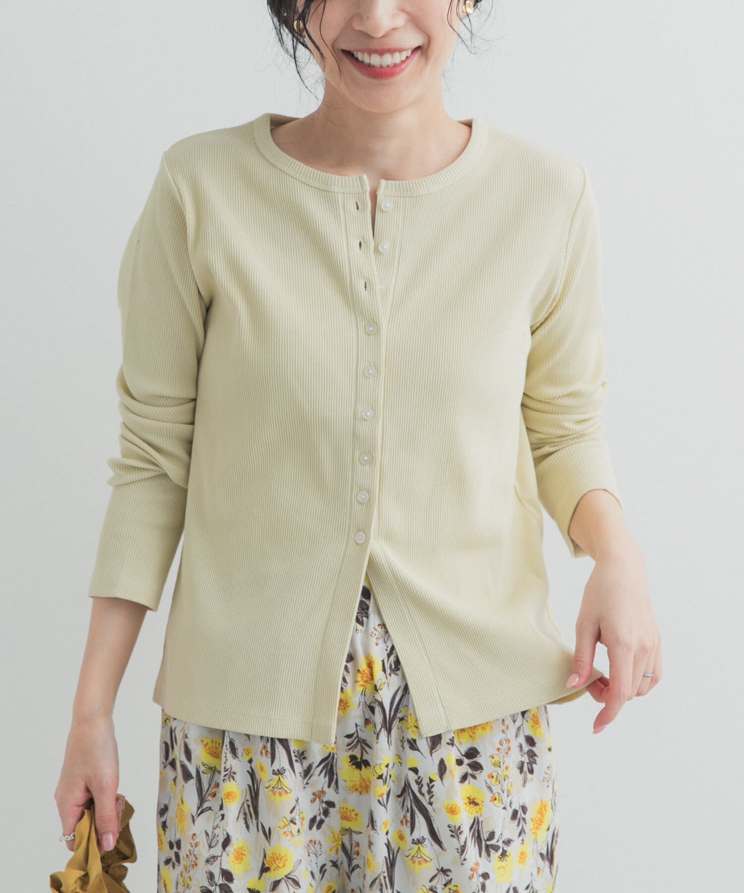 URBAN RESEARCH DOORS「リブボタンカットカーディガン」|カーディガン|