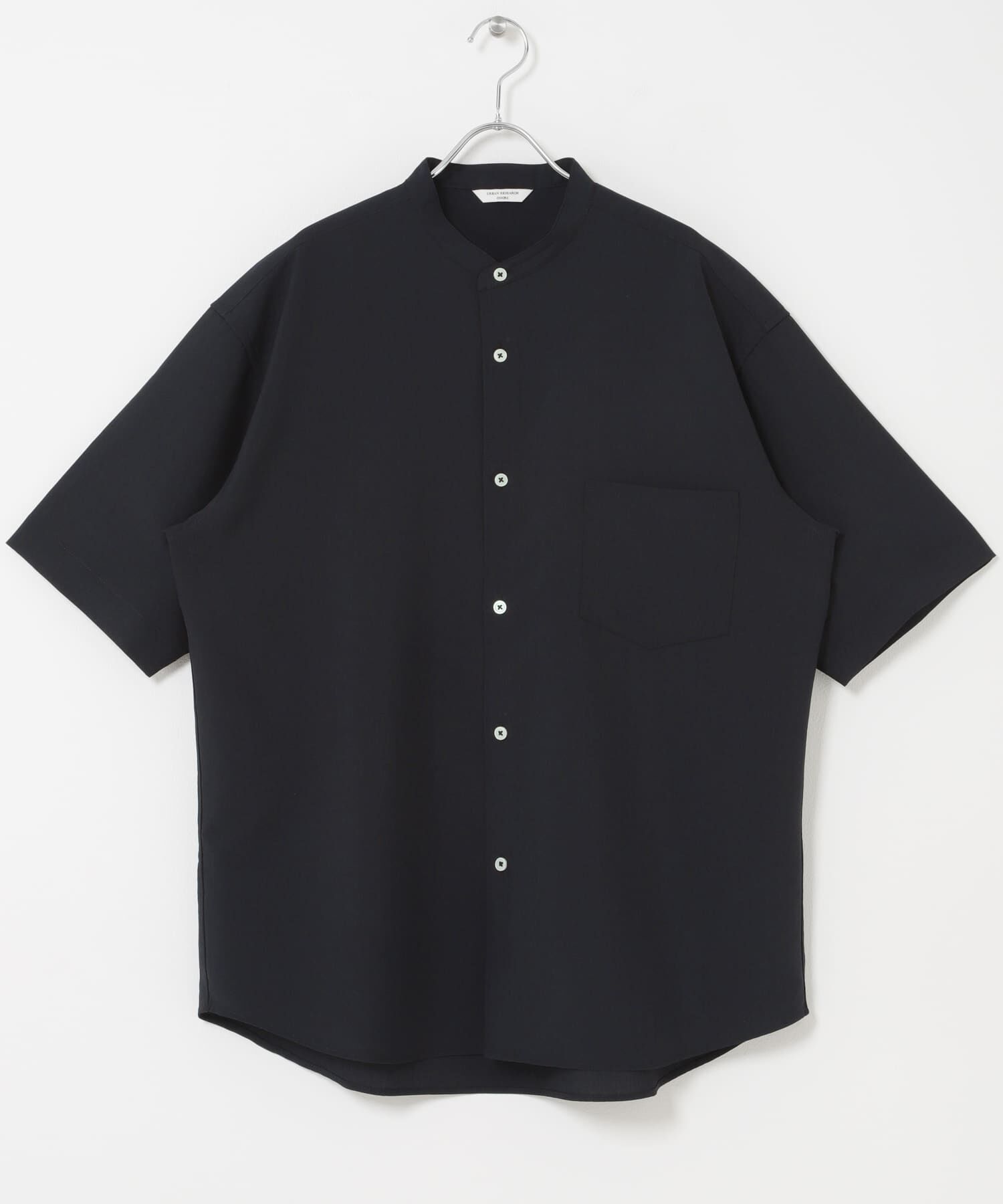 URBAN RESEARCH DOORS「セオアルファバンドカラーショートスリーブシャツ」|シャツ・ブラウス|ネイビー