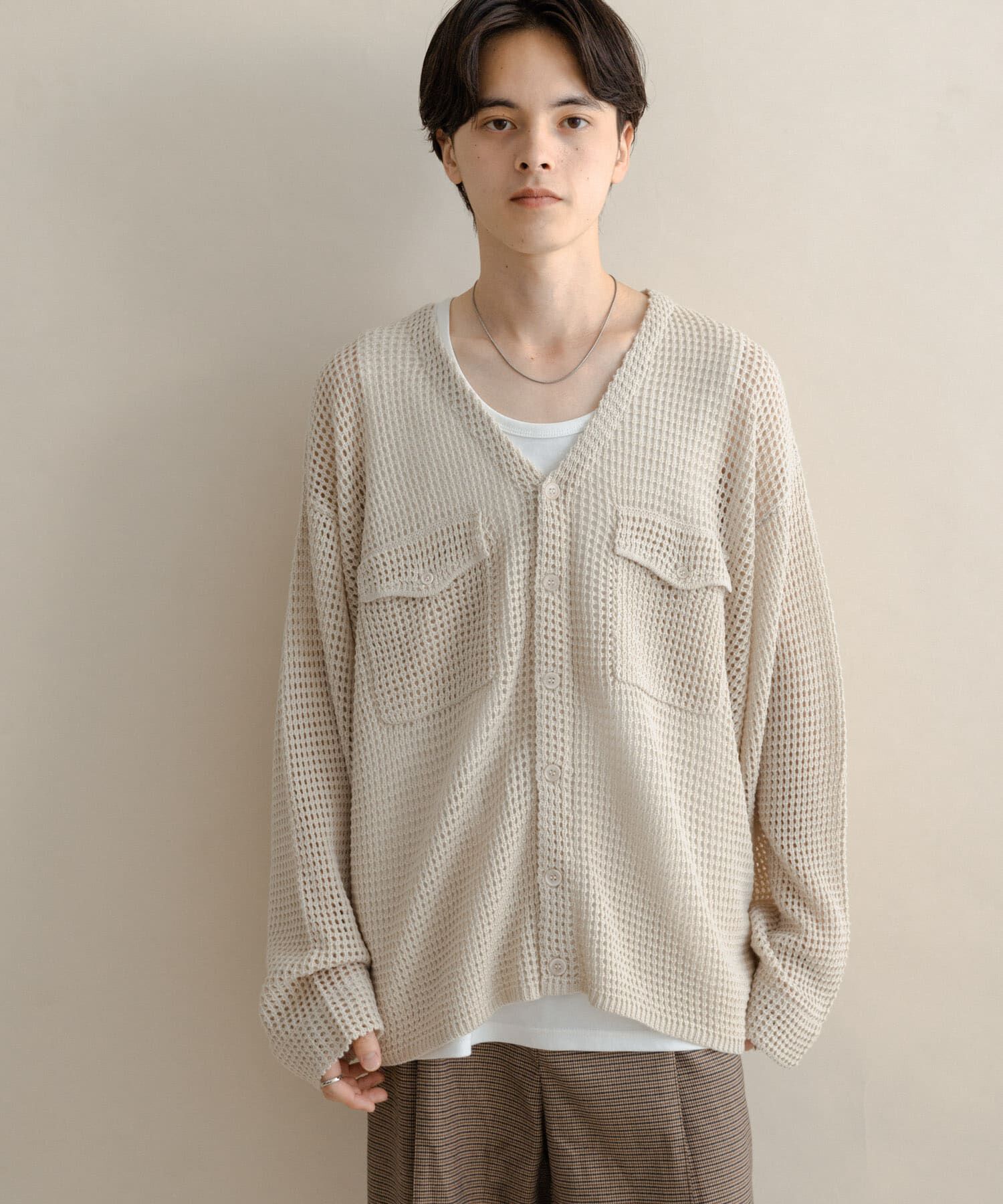 SENSE OF PLACE by URBAN RESEARCH「WポケットVネックニットカーディガン」|カーディガン|ライトベージュ