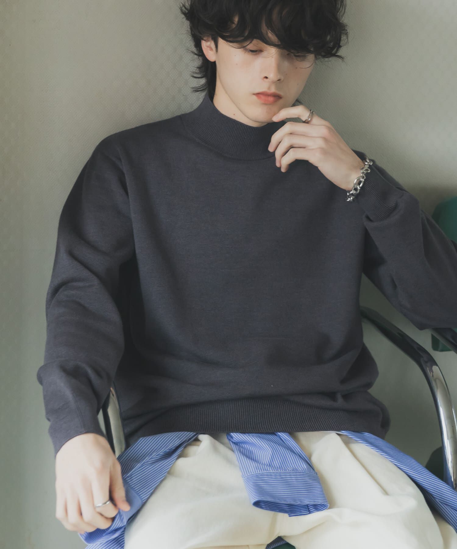 SENSE OF PLACE by URBAN RESEARCH「『一部WEB限定カラー』『洗濯可/毛玉防止』ストレッチモックネックニット」|ニット・セーター|