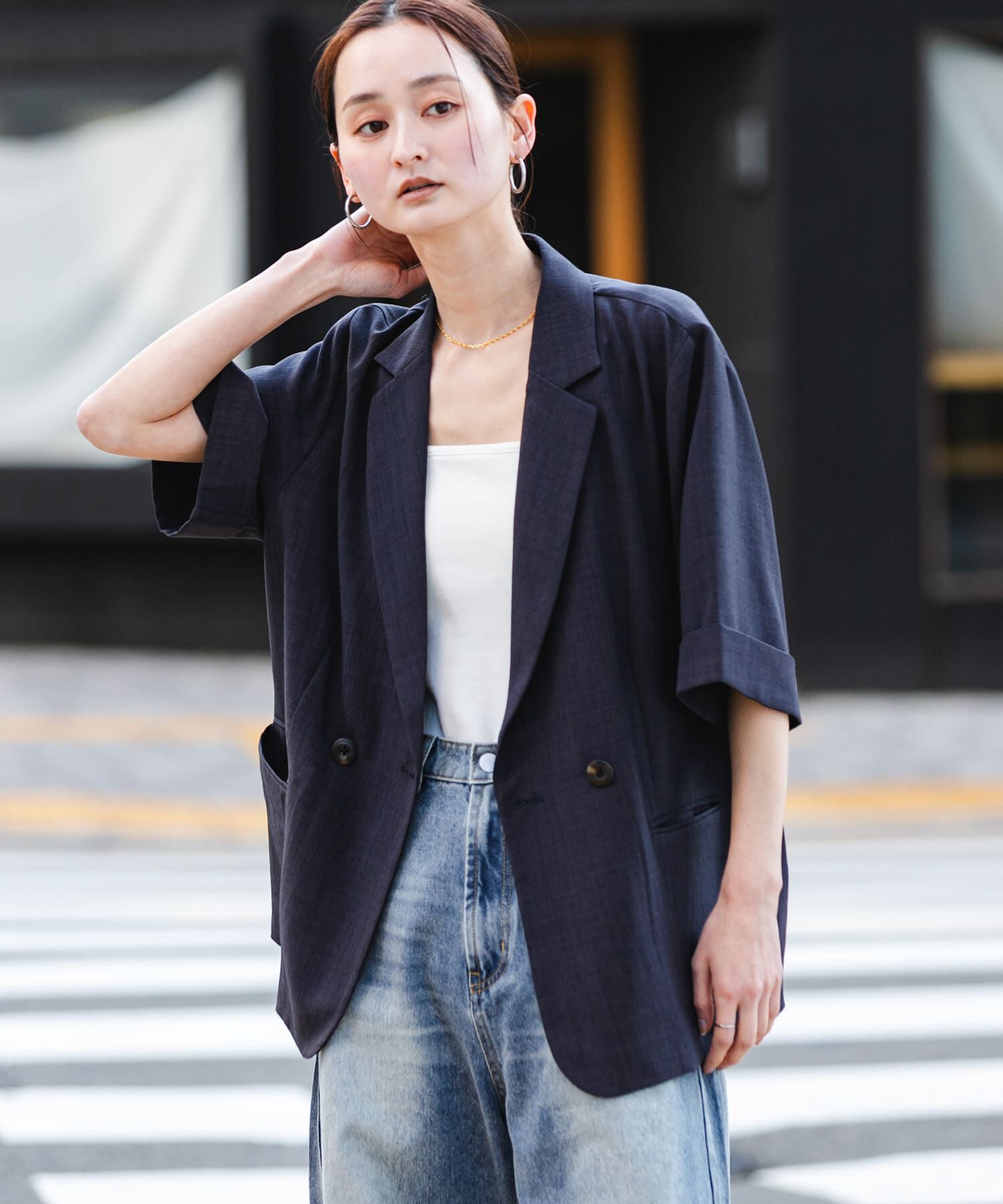 SENSE OF PLACE by URBAN RESEARCH「『UR TECH DRYLUXE』リネンライクジャケット」|その他|チャコールグレー