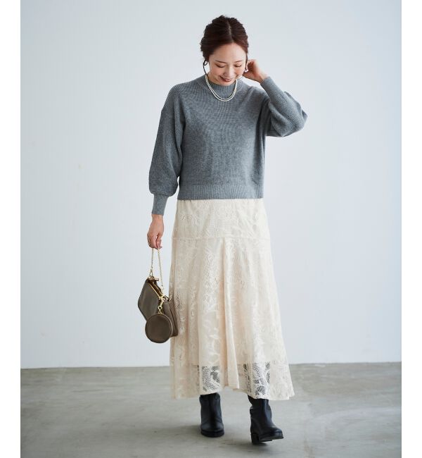 le.coeur blanc「ガーデンレースイレヘムスカート」|フレア|