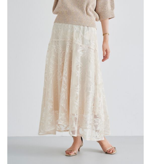 le.coeur blanc「ガーデンレースイレヘムスカート」|フレア|