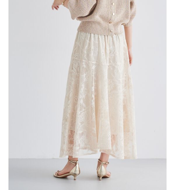 le.coeur blanc「ガーデンレースイレヘムスカート」|フレア|