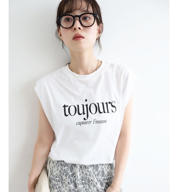  「toujoursロゴプリントフレンチTシャツ」|Tシャツ・カットソー|