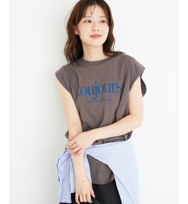  「toujoursロゴプリントフレンチTシャツ」|Tシャツ・カットソー|