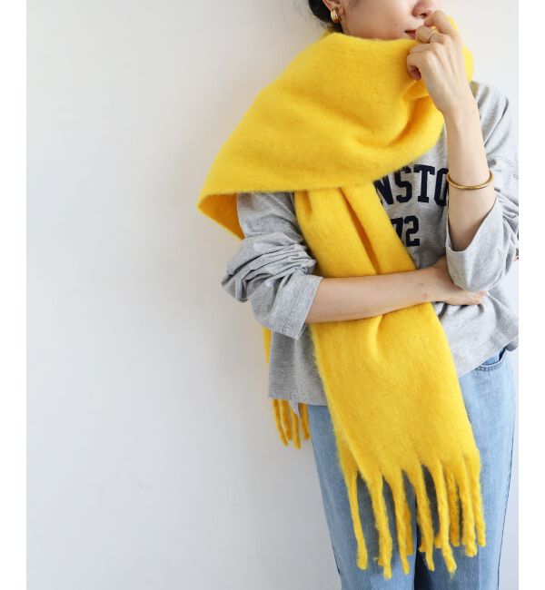  「《WEB限定アイテム》ビッグフリンジストール」|ストール|イエロー