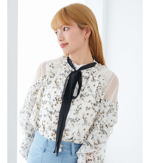 MAJESTICLEGON「リボン付きフリルブラウス」|シャツ・ブラウス|