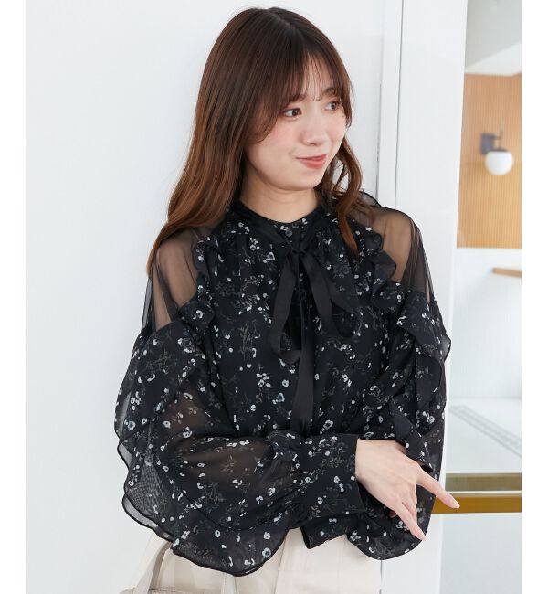 MAJESTICLEGON「リボン付きフリルブラウス」|シャツ・ブラウス|