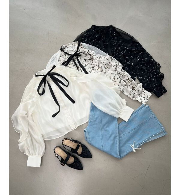 MAJESTICLEGON「リボン付きフリルブラウス」|シャツ・ブラウス|