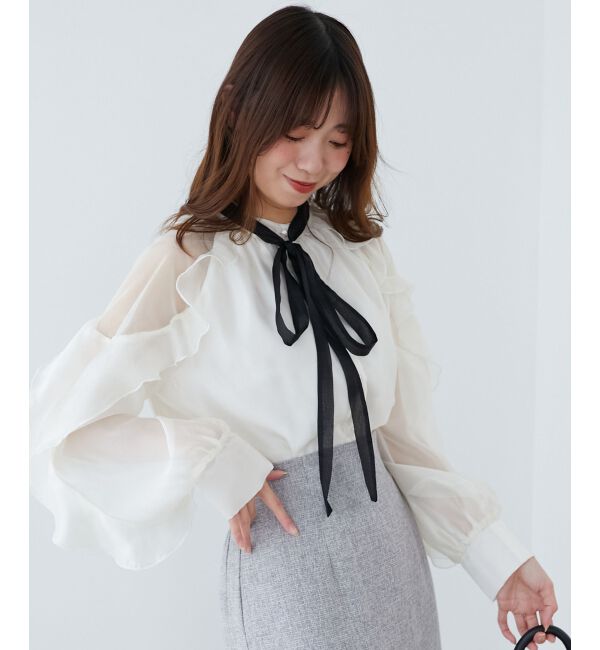 MAJESTICLEGON「リボン付きフリルブラウス」|シャツ・ブラウス|