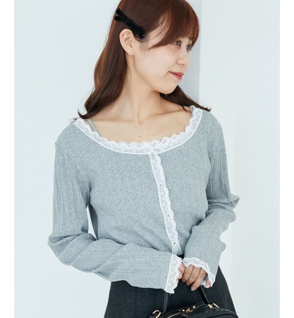 「レース使いキャミカーデセット」|カーディガン|