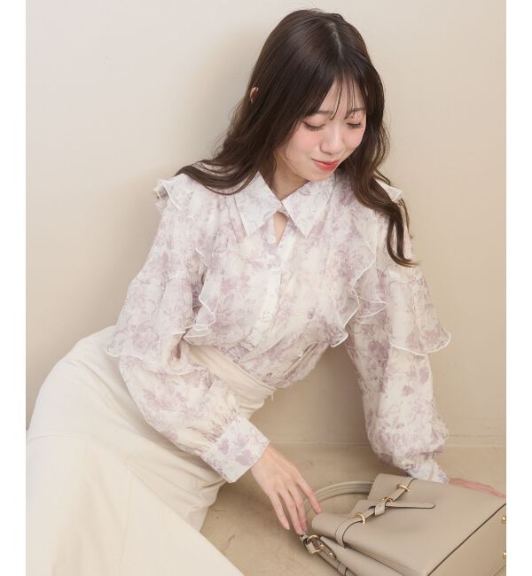  「襟付きエアリーフリルブラウス」|シャツ・ブラウス|