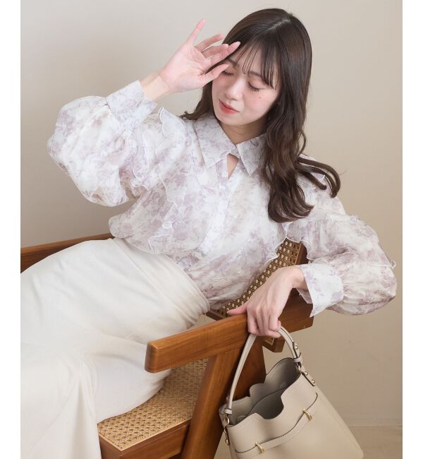  「襟付きエアリーフリルブラウス」|シャツ・ブラウス|
