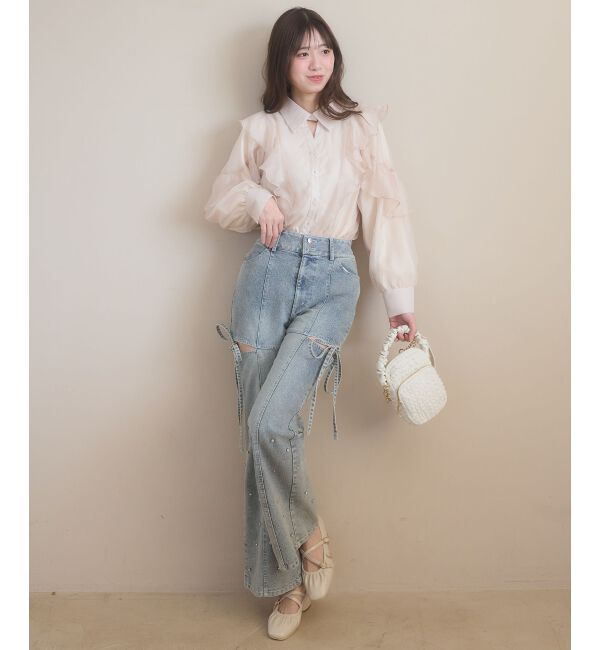  「襟付きエアリーフリルブラウス」|シャツ・ブラウス|