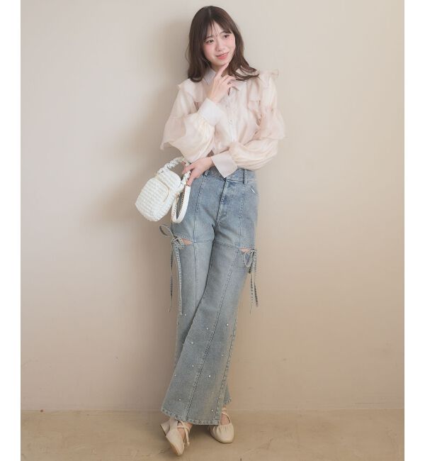  「襟付きエアリーフリルブラウス」|シャツ・ブラウス|