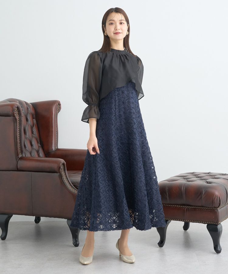 earth music&ecology「SET2点シアーブラウス＋3Dレースワンピース」|ワンピース|