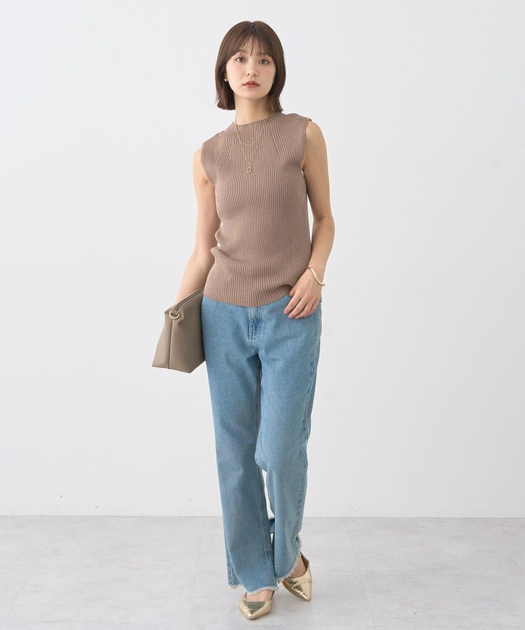 earth music&ecology「ランダムリブボトルネックノースリーブニット」|ニット・セーター|