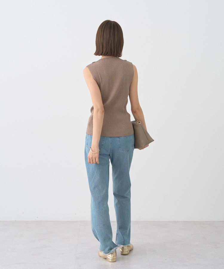 earth music&ecology「ランダムリブボトルネックノースリーブニット」|ニット・セーター|