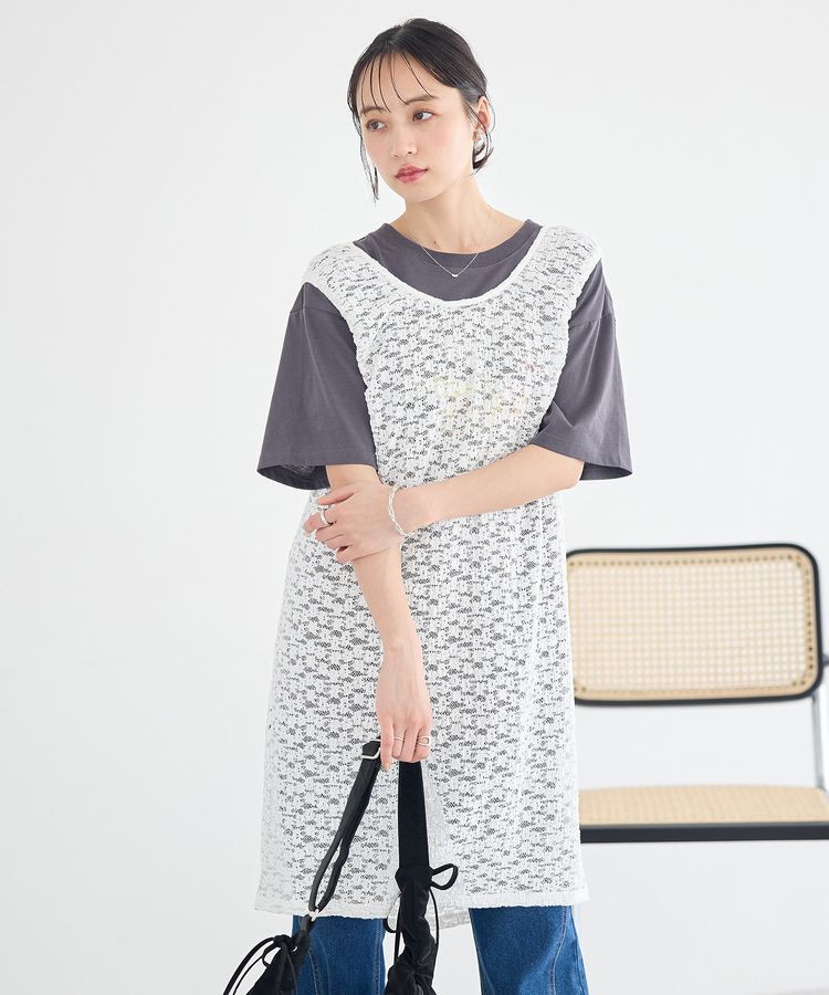 earth music&ecology「レースギャザーワンピース」|ワンピース|