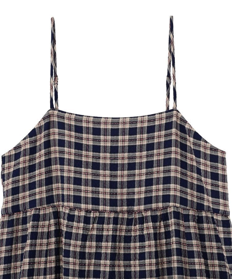 earth music&ecology「シャーリングラメチェックキャミワンピース」|ワンピース|