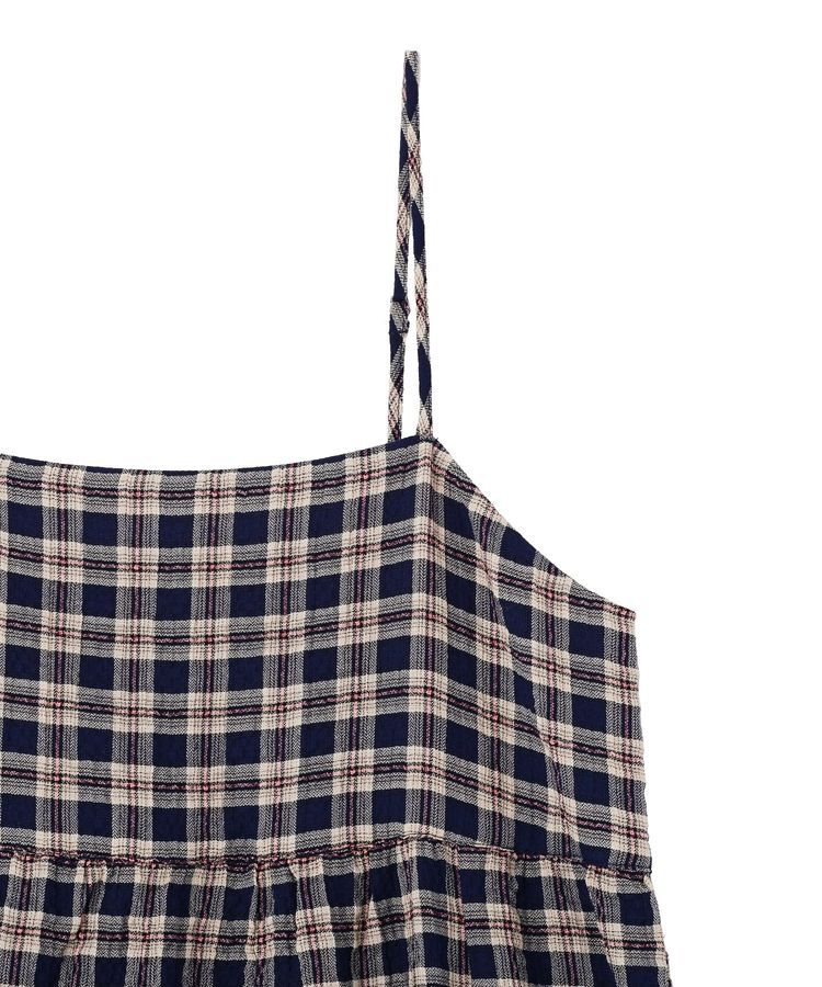 earth music&ecology「シャーリングラメチェックキャミワンピース」|ワンピース|