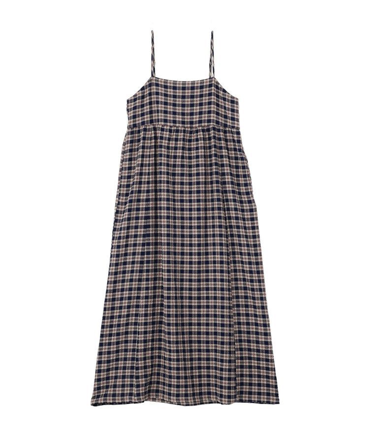 earth music&ecology「シャーリングラメチェックキャミワンピース」|ワンピース|