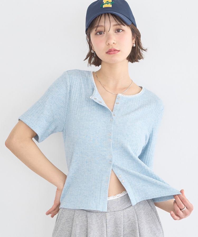 earth music&ecology「チェーンリブラメカットソー」|Tシャツ・カットソー|Blue