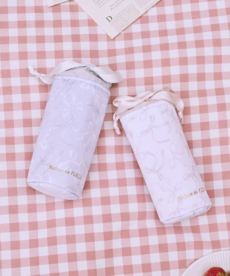 Maison de FLEUR「【保冷機能付き】リボン柄巾着ボトルケース」|ポーチ|