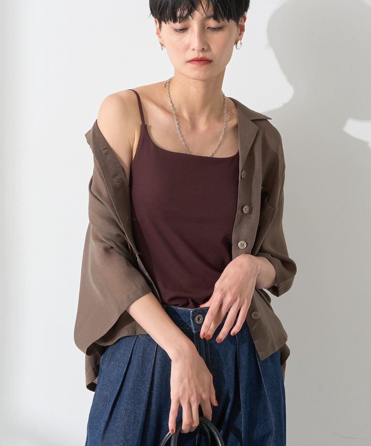 AMERICAN HOLIC「【カップ付き】細リブキャミソール」|インナー|Brown