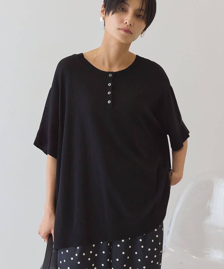 AMERICAN HOLIC「【前後2WAY・接触冷感】ポンチョニット」|ニット・セーター|Black