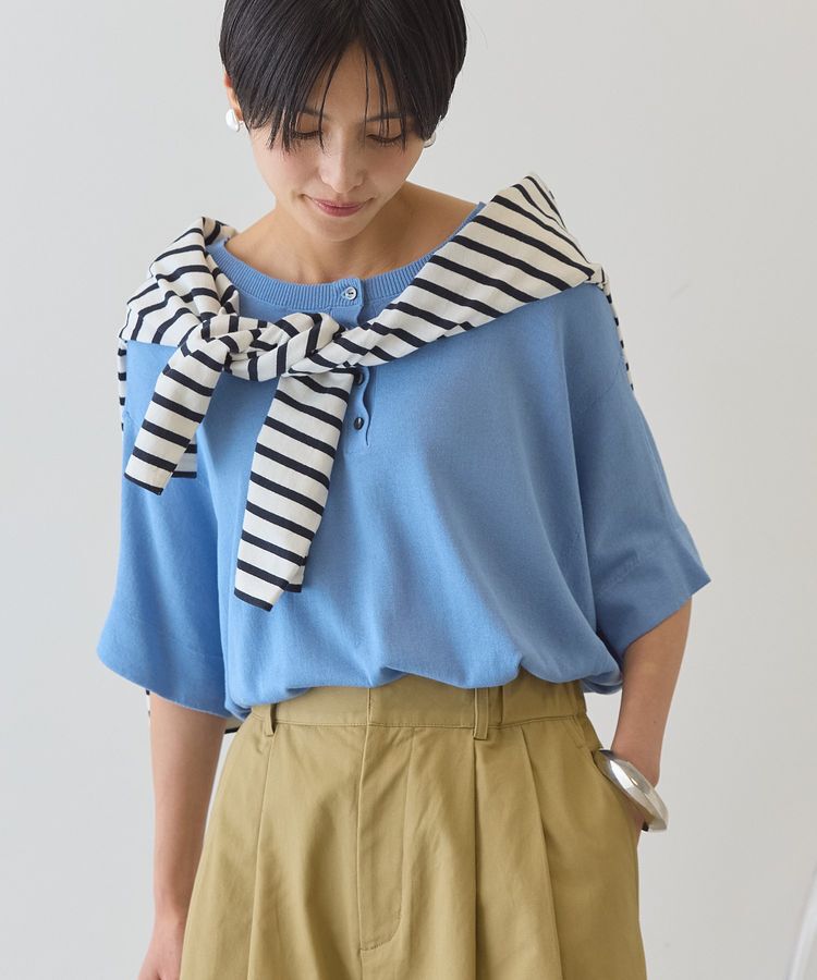 AMERICAN HOLIC「【前後2WAY・接触冷感】ポンチョニット」|ニット・セーター|Sax