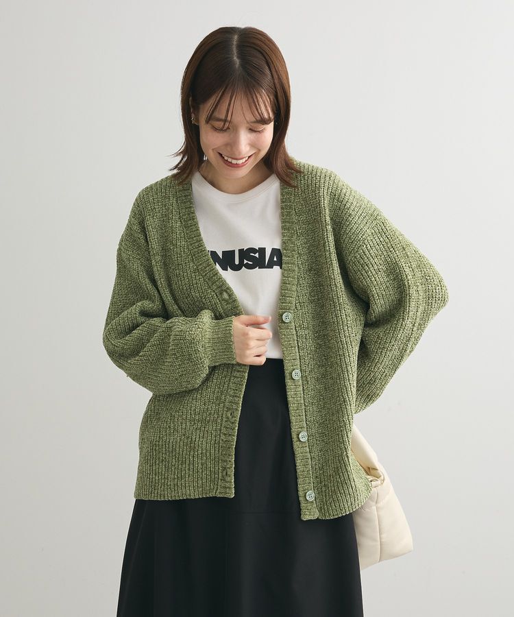 Green Parks「ベロアモールVネックカーディガン」|カーディガン|