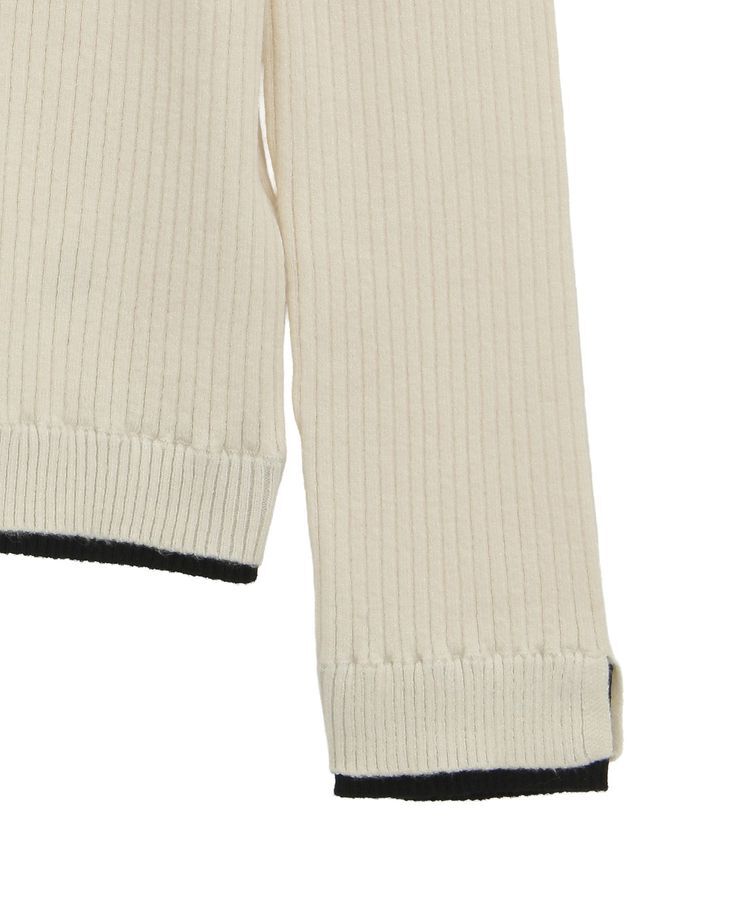 AnriettMusee「配色レイヤードポロリブニットカーディガン」|ニット・セーター|