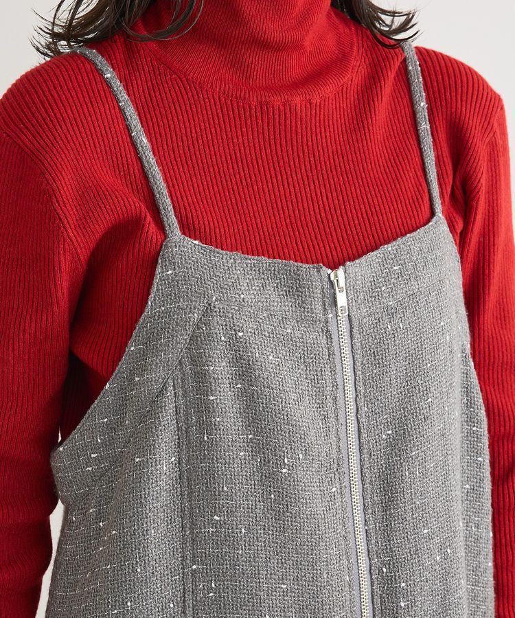 Green Parks「フロントZIPツイードキャミワンピース」|ワンピース|