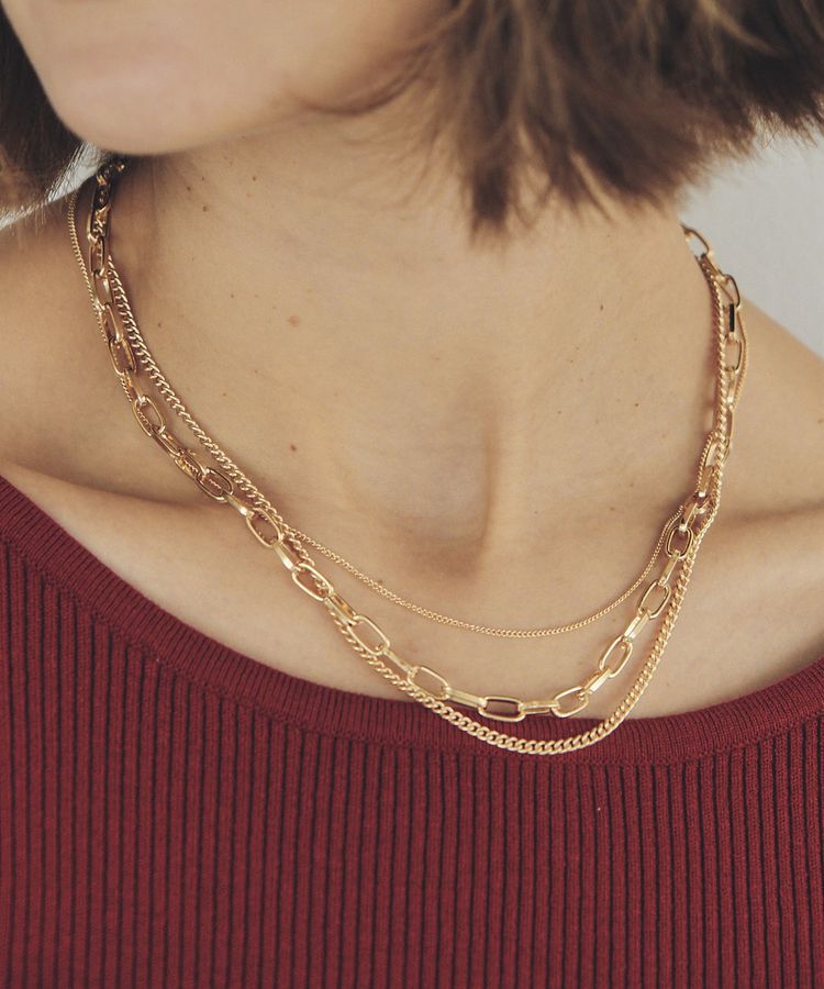 YECCA VECCA「3連チェーンMIXネックレス」|ネックレス|