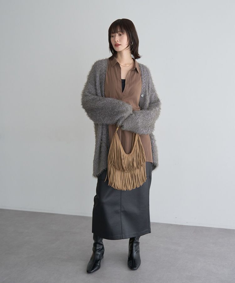 YECCA VECCA「【cache cache】スエードフリンジセミショルダー」|ショルダー・メッセンジャー|
