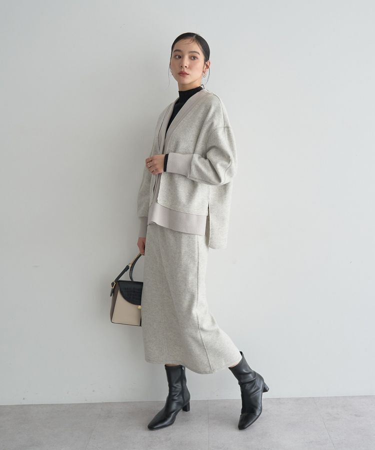 YECCA VECCA「ニット切替メルトンVネックカーディガン」|カーディガン|