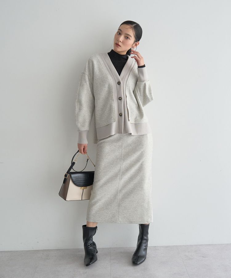 YECCA VECCA「ニット切替メルトンVネックカーディガン」|カーディガン|