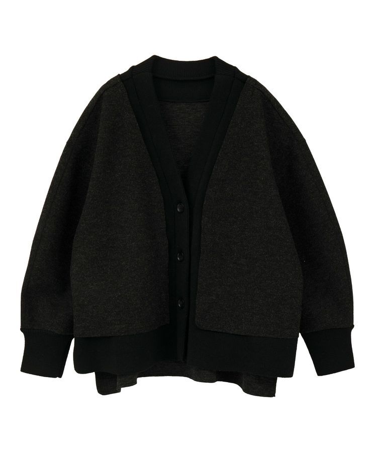YECCA VECCA「ニット切替メルトンVネックカーディガン」|カーディガン|
