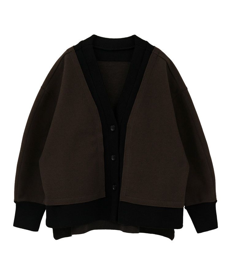 YECCA VECCA「ニット切替メルトンVネックカーディガン」|カーディガン|